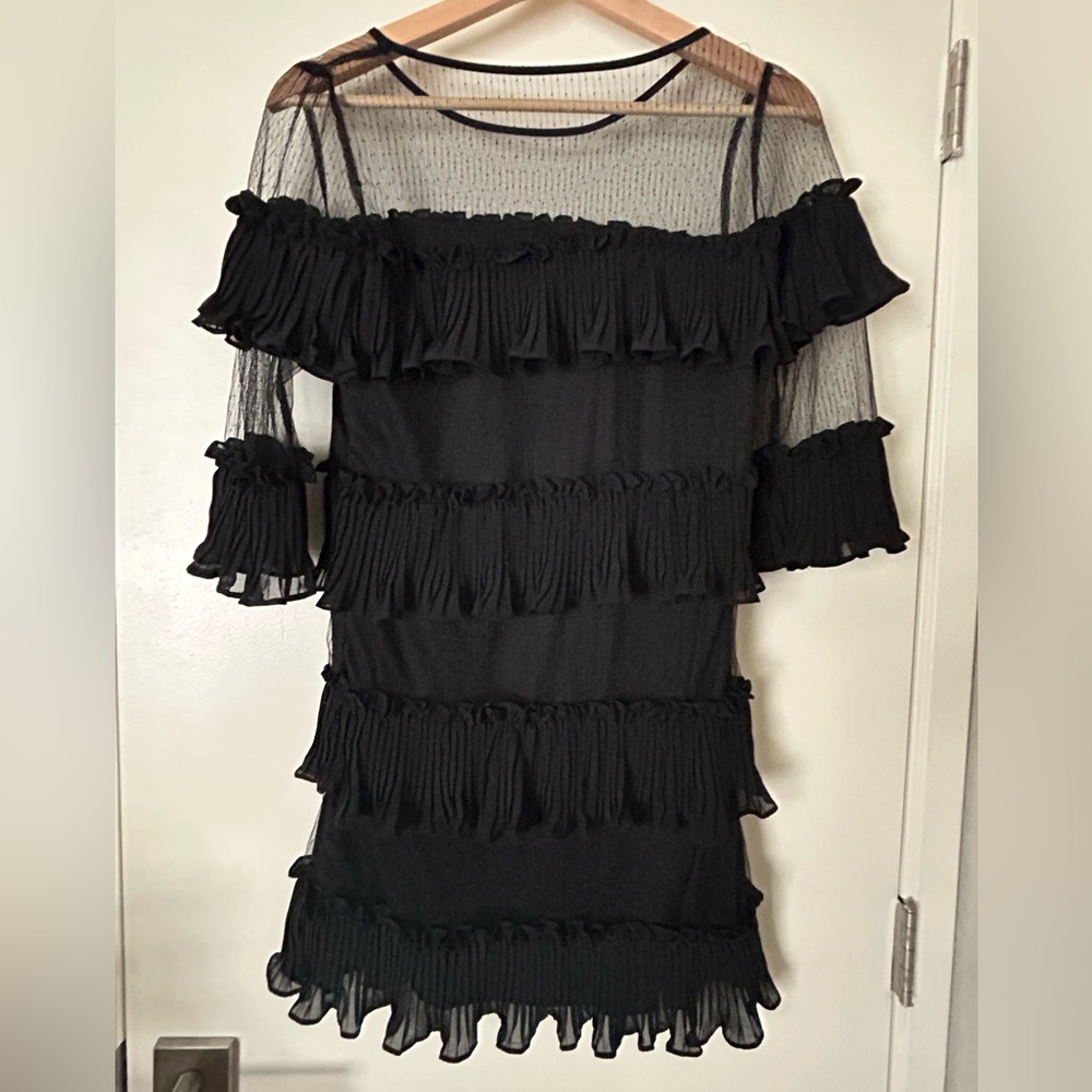 Lulu's Black Ruffled Long Sleeve Dress